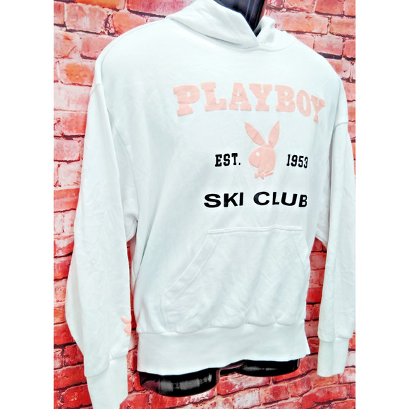 Playboy Unisex White Cotton Hoodie Size S Regular Fit - Picture 3 of 8